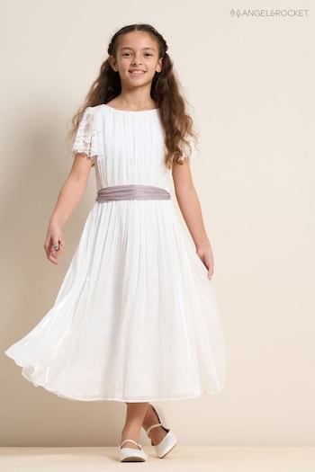 Angel & Rocket Aria White Lace Sleeve Maxi Dress (D89065) | £66 - £76