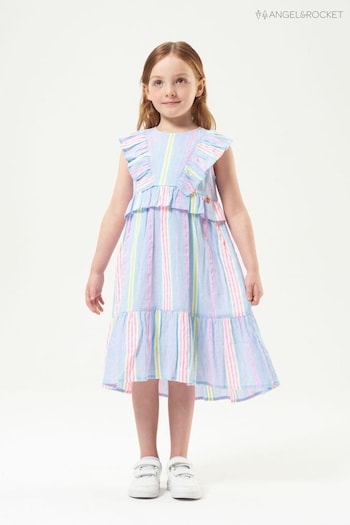 Angel & Rocket Blue Elsie Rainbow Stripe Sundress Midi Dress (D89085) | £28 - £33
