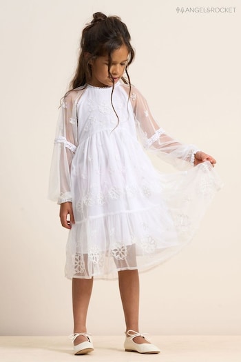 Angel & Rocket Cream Embellished Boho Dress (D89094) | £45 - £50