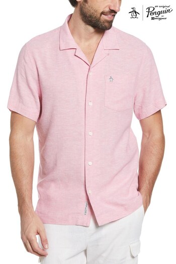 Original Penguin Pink Short Sleeve Linen Blend Shirt (D89136) | £35