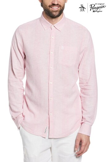 Original Penguin Pink Long Sleeve Linen Blend Shirt (D89138) | £37