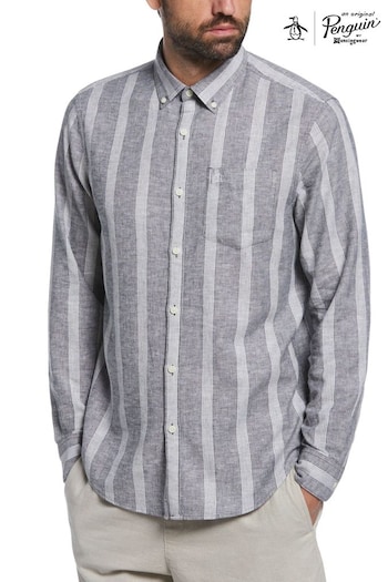 Original Penguin Orange Linen Blend Striped Shirt (D89238) | £34
