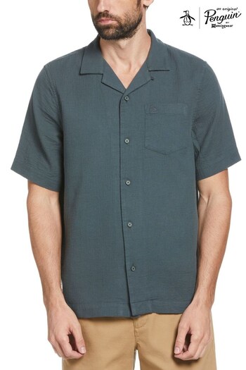 Original Penguin Grey Short Sleeve Camp Collar Shirt (D89239) | £27