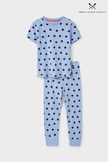 Crew Clothing Mid Blue Spot Cotton Top & Trousers Set (D89395) | £22 - £26