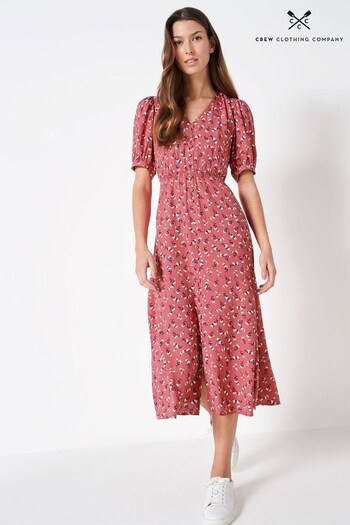Crew Clothing Company Pink Floral Print Straight Dress (D89398) | £89