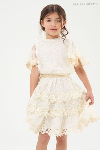Angel & Rocket Cream Annabelle Mesh Lace Embroidered Skirt (D89575) | £28 - £33