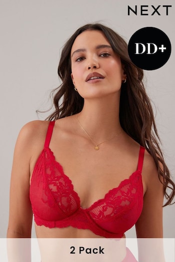 Red/Green Non Pad Plunge DD+ Lace Bras 2 Pack (D89650) | £13.50