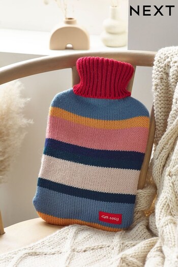 Stripy Knitted Hot Water Bottle (D89698) | £18