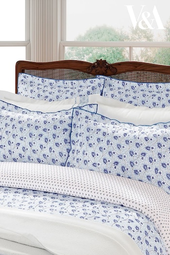 V&A Blue Swanwick Oxford Pillowcase (D89750) | £16
