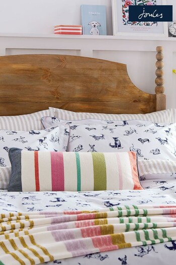 Joules White Playful Dogs Pillowcase Pair (D89767) | £18