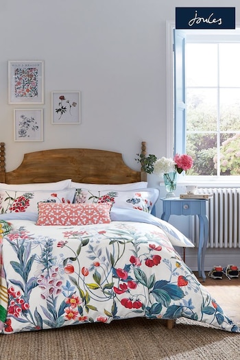Joules White Permaculture Border Duvet Cover and Pillowcase Set (D89773) | £85 - £150