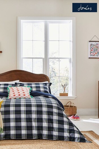 Joules Blue Daylesford Check Duvet Cover and Pillowcase Set (D89868) | £100 - £180