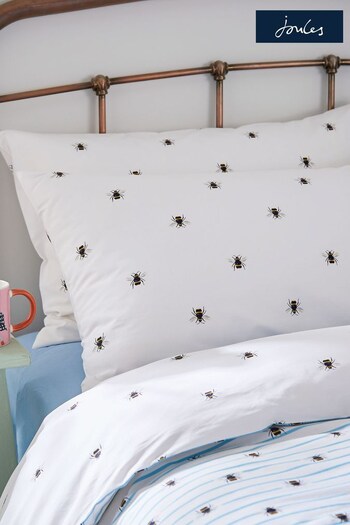 Joules White Botanical Bee Pillowcase Pair (D89874) | £18