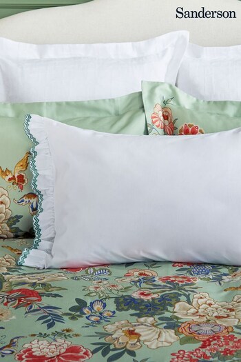 Sanderson Green Emperor Peony Embroidered Pillowcase (D89912) | £35