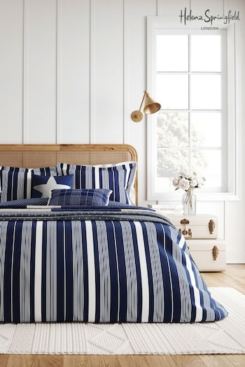 Helena Springfield Blue Hamptons Stripe Duvet Cover and Pillowcase Set (D89940) | £45 - £85