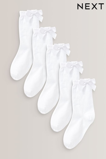 White 5 Pack Cotton Rich Bow Ankle School uptempo (D89962) | £7.50 - £9.50