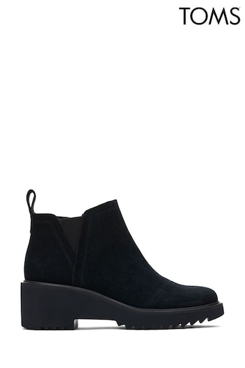 TOMS Maude Mid Wedge Suede Black jeans Boots (D90124) | £100