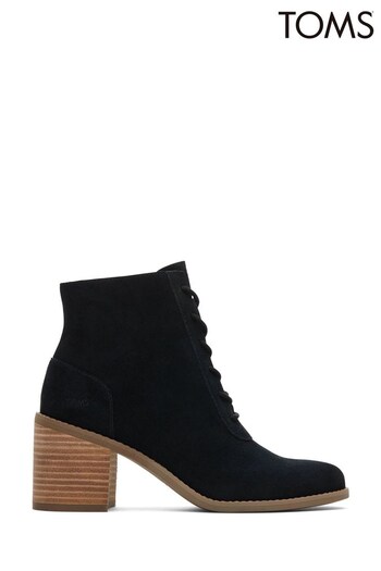 TOMS Evelyn Suede Lace-Up Black Boots (D90133) | £110