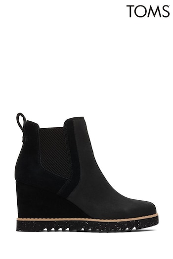 TOMS Maddie Water Resistant Leather Wedge Black	Boots (D90139) | £120