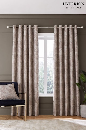 Hyperion Natural Tamra Palm Weighted Thermal Lined Eyelet Curtains (D90386) | £90 - £190