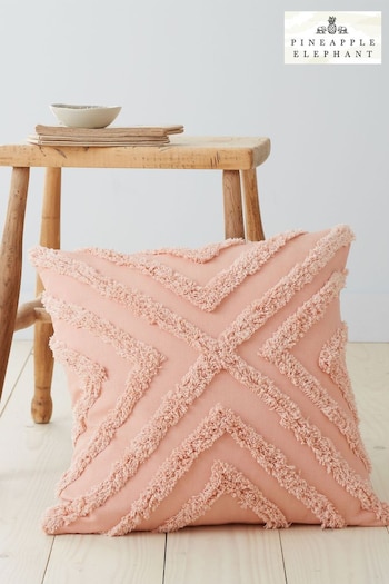 Pineapple Elephant Pink Diamond Tufted Cotton Cushion (D90403) | £18