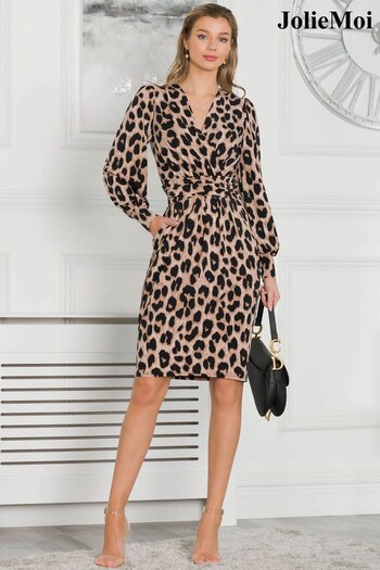 Jolie Moi Pink Chanal Jersey Long Sleeve Shift Dress (D90414) | £65
