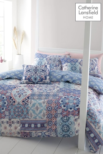 Catherine Lansfield Blue Boho Patchwork Pillowcases (D90449) | £16 - £25