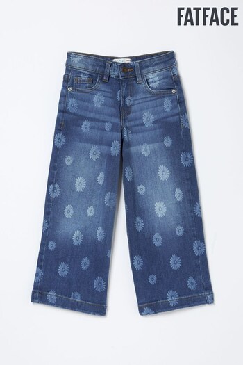 FatFace Blue Willow Wide Leg Printed Crop Jeans (D90550) | £24