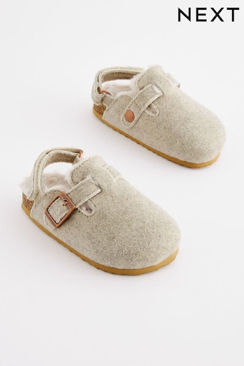 Grey Faux Fur Lined Clog Slippers (D90822) | £15 - £18