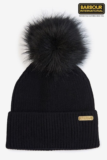 Barbour® International Girls Mall Pom Black Beanie Hat (D90856) | £17