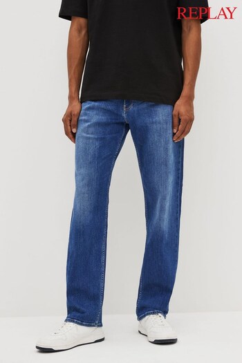Replay Regular Fit Mid Blue Kiran V-slit Jeans (D90870) | £140