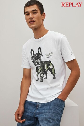 Replay Graphic Dog White T-Shirt (D90872) | £45