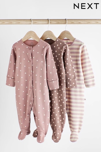 Neutral Baby Sleepsuits 3 Pack (0-2yrs) (D90885) | £18 - £20