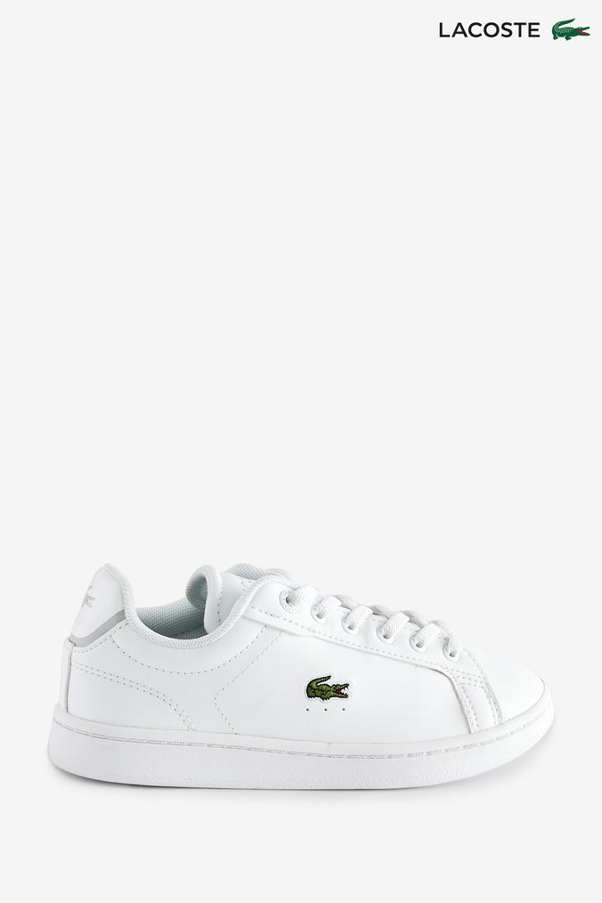 Boys white lacoste trainers hotsell