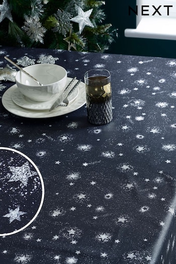Navy Blue Christmas Star Wipe Clean Table Cloth (D90946) | £24 - £28