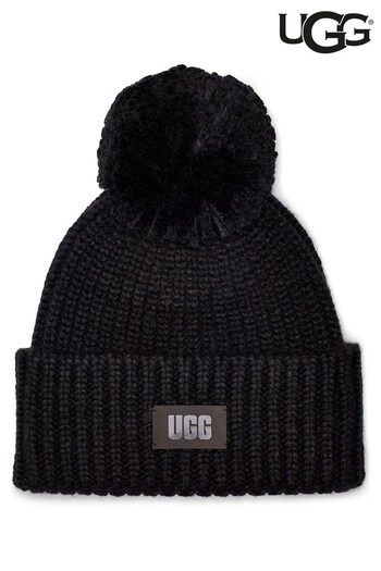 UGG round Chunky Rib Knit Beanie With Pom (D91030) | £60