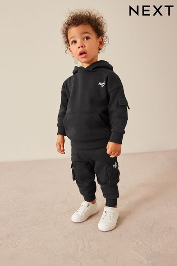 Black Utility Hoodie And Joggers Set (3mths-7yrs) (D91230) | £20 - £24