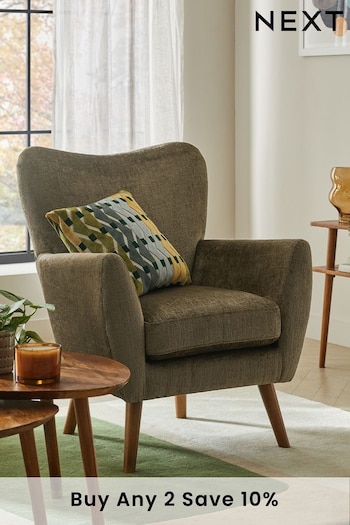 Plush Chenille Moss Green Wilson II Highback Armchair (D91497) | £325