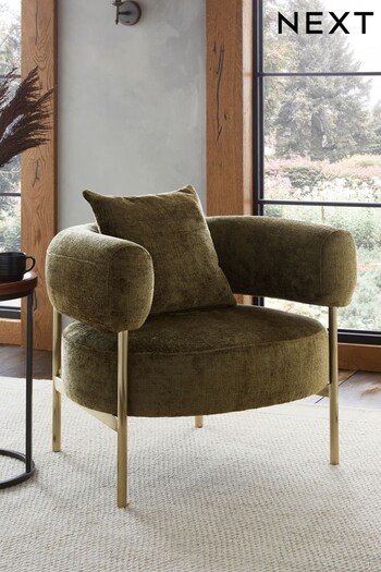 Plush Chenille Moss Green Aleia Accent Chair (D91510) | £275