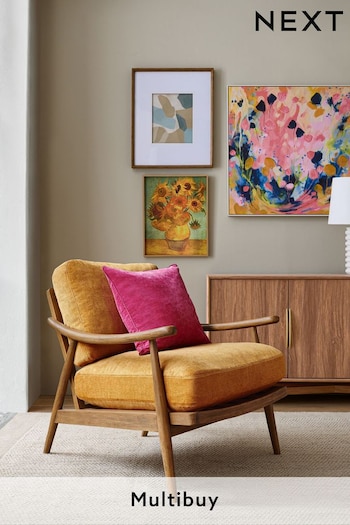 Fine Chenille Ochre Yellow, Bronx Frame Hampton Wooden Accent Chair (D91512) | £299