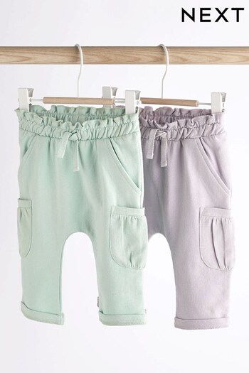Lilac Purple/Mint green Baby Cargo Joggers 2 Pack (D91544) | £14 - £16