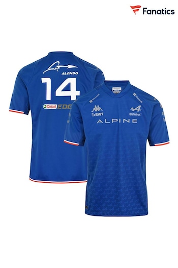 Fanatics Blue BWT Alpine F1 Team Fernando Alonso 2022 Driver T-Shirt (D91576) | £65