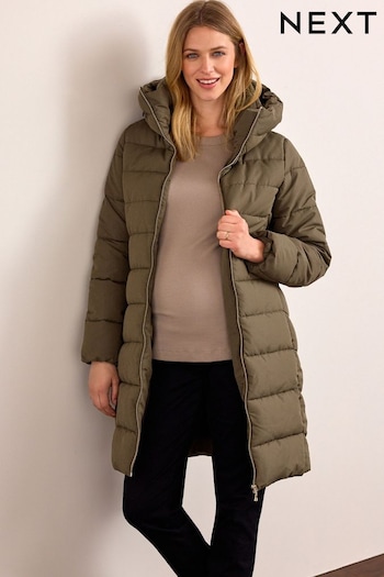 Khaki Green Maternity Padded Coat With Zip-Out Panel (D91688) | £68