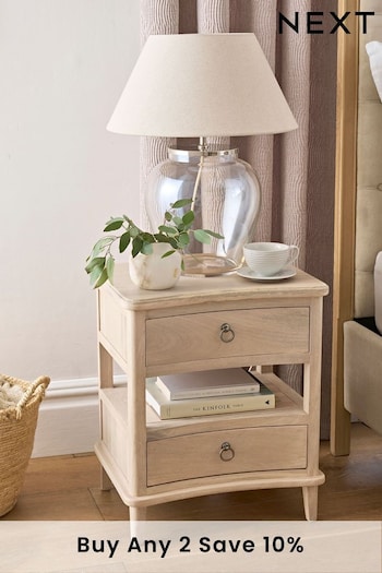 Light Natural Sadie Mango Wood 2 Drawer Bedside Table (D91709) | £250