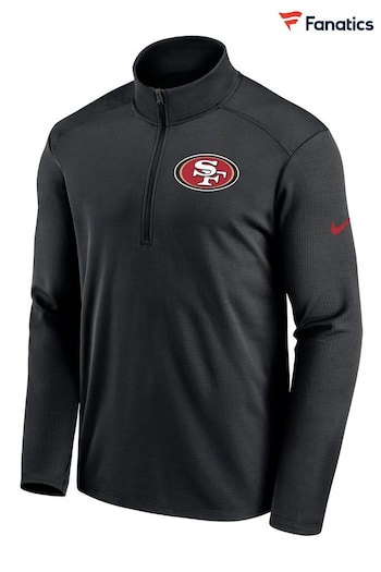 Nike Black NFL Fanatics San Francisco 49ers Logo Pacer Half Zip Hoodie (D91791) | £55