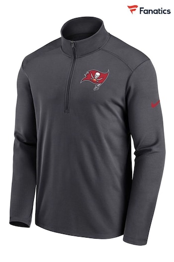 Nike Grey NFL Fanatics Tampa Bay Buccaneers Logo Pacer Half Zip Hoodie (D91793) | £55