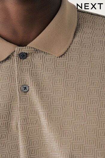 Neutral Flock Textured Polo Shirt (D91807) | £28
