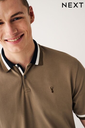 Neutral Stone Tipped Regular Fit Hoodies Polo Shirt (D91823) | £22