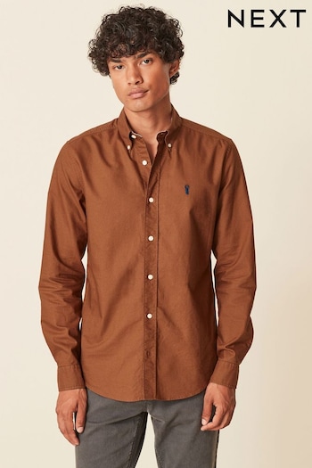 Brown Regular Fit Long Sleeve Oxford Shirt (D91826) | £25