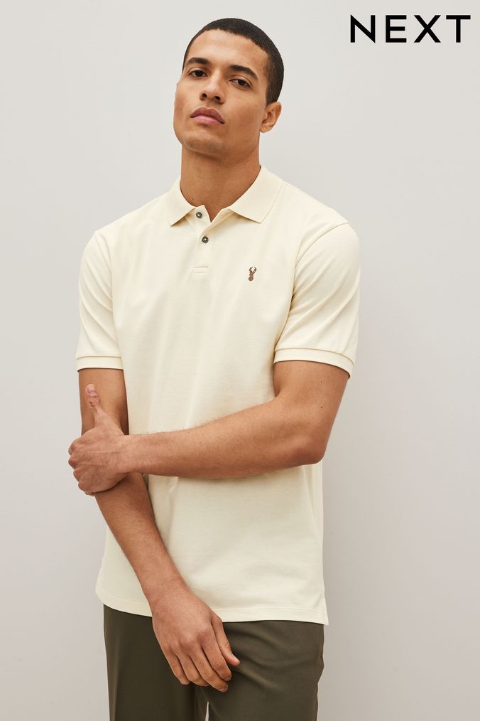 Cream polo shirt mens hot sale